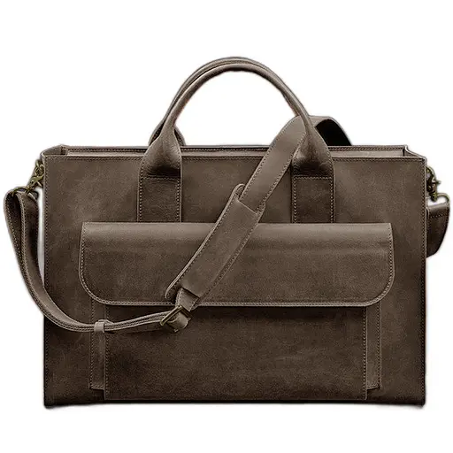 Шкіряна сумка для ноутбука та документів Універсальна темно-коричнева Crazy Horse - фото 7