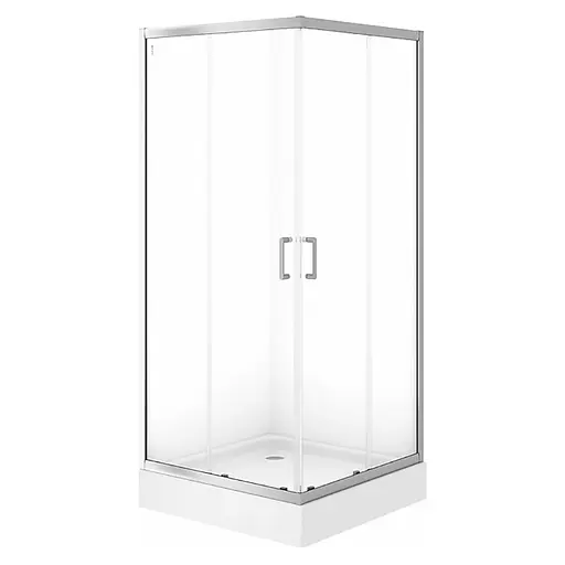 Душевая кабина Cersanit Brasco 90x90 см квадратная раздвижная прозрачное стекло на мелком поддоне хром S601-227, прозрачный, хром - фото 1