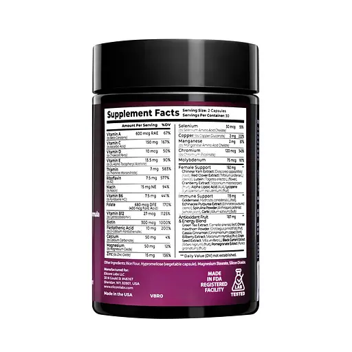 Мультивитамины для женщин Elicore Labs Women's Multivitamin, 60 вегакапсул. - фото 3