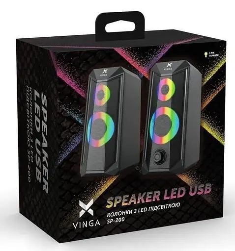 Акустическая система Vinga 2.0 SP-200 LED USB Black (SP-200 LED USB Black) - фото 6