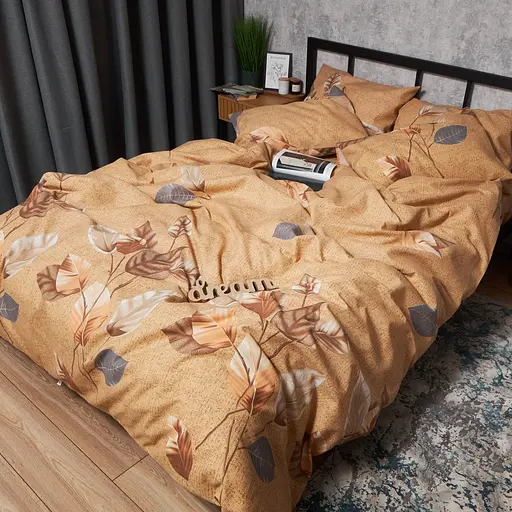 Комплект постельного белья Moon&Star Микросатин Premium Amber Leaf Двуспальный 175х210 наволочки 4х50х70 - фото 4