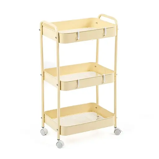 Этажерка Wall Sticker SW-00002113 мобильная трехъярусная универсальная из металла 45х30х78 см кремовая - фото 1