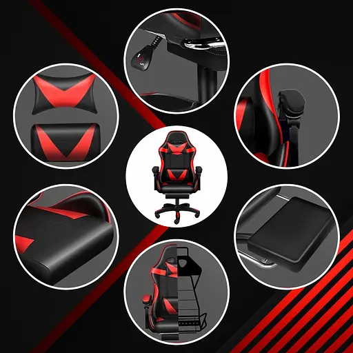 Кресло геймерское Care Life с подставкой для ног Red/Black (CF-301) - фото 3