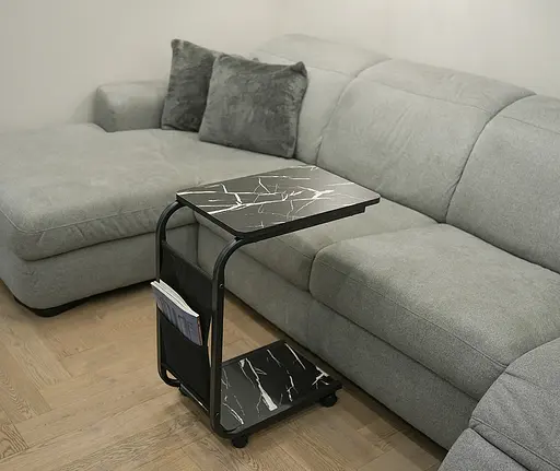 Приставний столик на колесах Fabrika BRAIN Marble Black  - фото 7