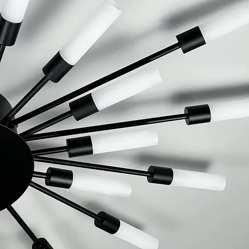 Потолочная черная люстра в форме солнечной вспышки на 22 плафона G4 Ø 90х70 см | Line F | Ст. 1279/22 BK - фото 5