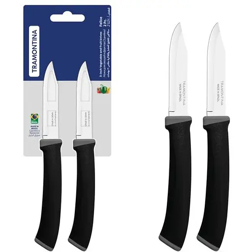 Набір ножів для овочів Tramontina Felice 76 мм 2 шт. Black (23490/203) - фото 2