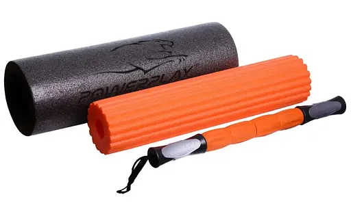 Масажний ролик (роллер) набір 3в1 PowerPlay 4022 Therapy Roller Чорно-помаранчевий (PP_4022) - фото 4