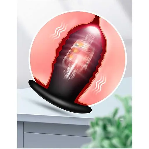 Силиконовый анальный вибратор водостойкий унисекс черный 5 см - фото 4