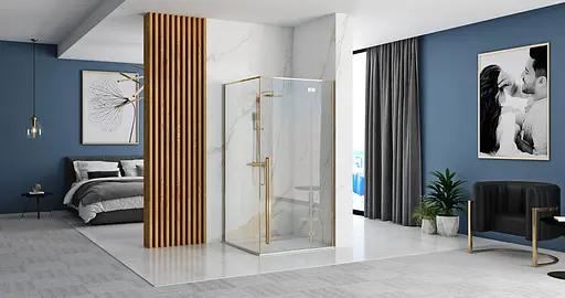 Душевая кабина Rea Fargo 90x120 gold REA-K6614, Золотой, Универсальная, прозрачная - фото 3