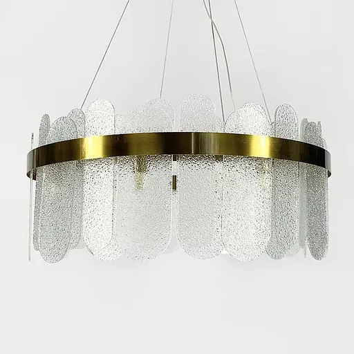 Подвесная люстра со стеклянными фактурными пластинами Ø 80 см Ст. AS129-800 AB+WT | Line F - фото 5