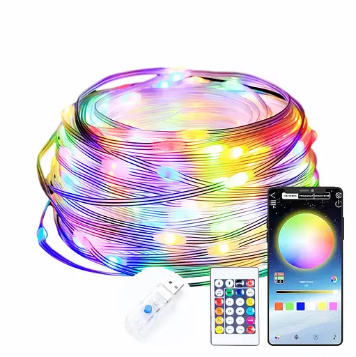 Розумна гірлянда Sun Lamp стрічка 100 LED 10 метрів USB-пульт дистанційного керування ip65 додаток - фото 3