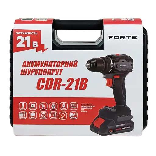 Аккумуляторный шуруповерт Forte CDR-21B (138116) - фото 9