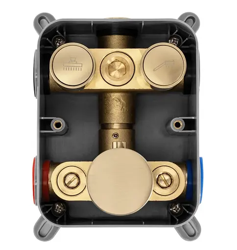 Душова система Rea Lungo brushed gold з термостатом + BOX прихованого монтажу REA-P8551, Золотий - фото 7