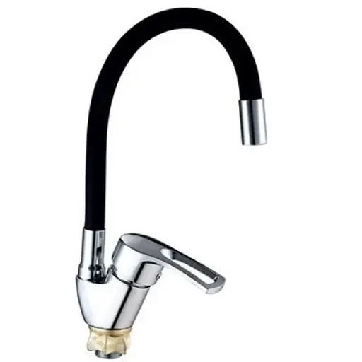 Смеситель для кухни Mixxus YUB4-181 с черным силиконовым изливом MI6481 Хром - фото 1