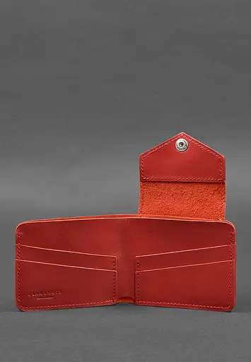 Кожаный портмоне 4.2 на красной кнопке - фото 4