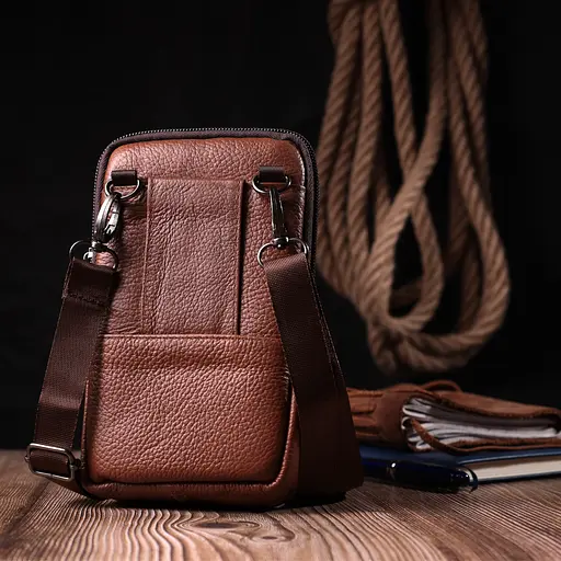Чоловіча шкіряна сумка Vintage 10х17,5х3,5 см sum0024956 - фото 7