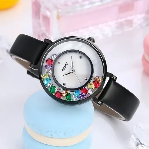 Жіночий наручний годинник Skmei 2041 Diamonds (Чорний) - фото 4