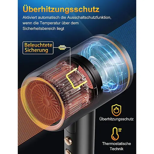 Професійний дорожній фен Vbrisi складаний з іонізацією 2400 Вт із кнопкою "гарячий/холодний" - фото 6