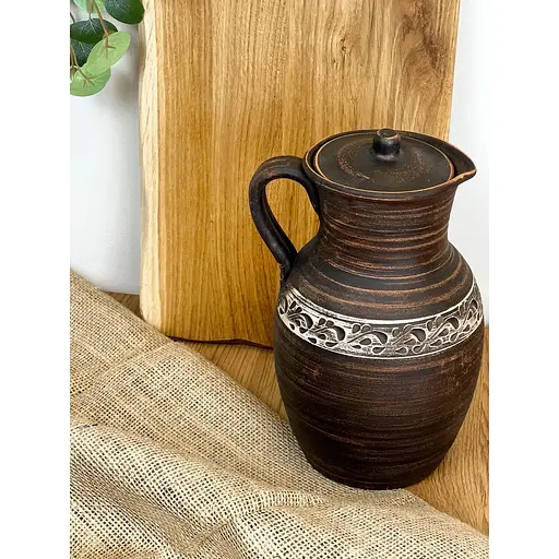 Глек 2.5 літра керамічний (глиняний) різьблений з ручкою  - фото 4