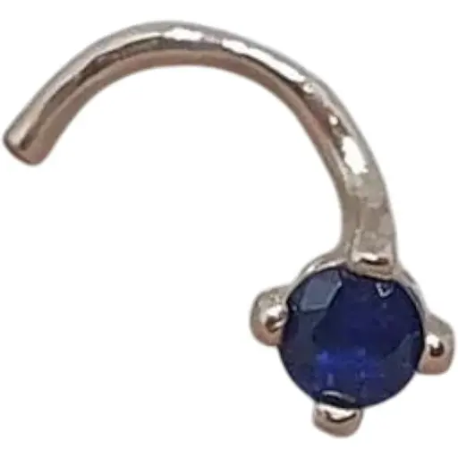 Золота сережка-пірсинг Dear в ніс Dear з фіанітом. 1017.1 Синій