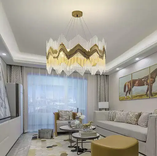 Люстра кольцо с тонкими стеклянными палочками в роскошном бронзовом оттенке Line.F MD 8089-600 - фото 2