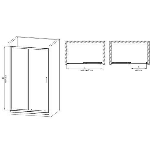 Дверь в нишу Mixxus Premium Diverse SD01-140x185-TR хром прозрачное стекло 5 мм MI6874, универсальная, прозрачная, хром - фото 3