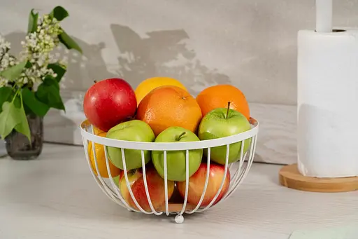 Корзина для фруктов Ardesto Midori белый металл дерево 25х25х13 см (AR0904W) - фото 4