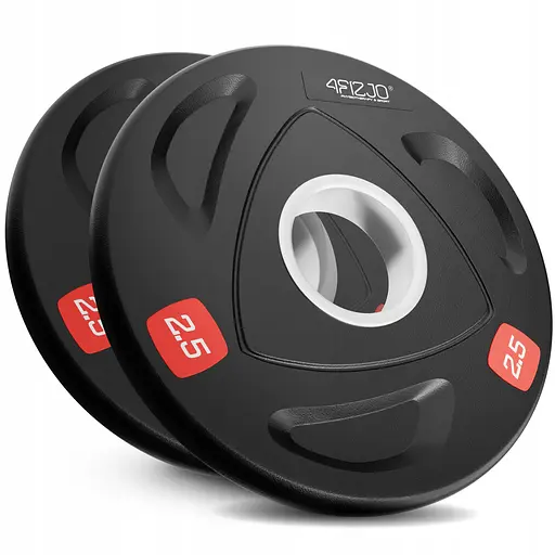 Диск олимпийский 4FIZJO 2 x 2.5 кг 51 мм металлический, прорезиненный Black (P-5905973401265) - фото 1