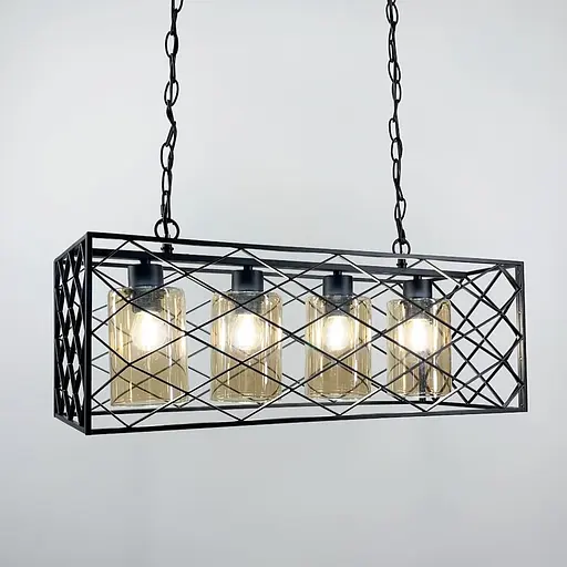 Підвісна люстра на 4 лампи в стилі Loft Line.F Колір плафона Янтарний - фото 3