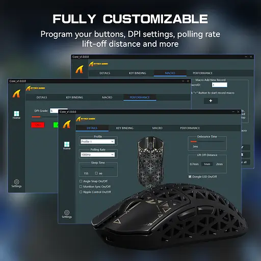 Ігрова мишка ATTACK SHARK R5 Ultra / Три режими підключення / PAW3950MAX / Carbon Fiber / 39 г / Black - фото 8