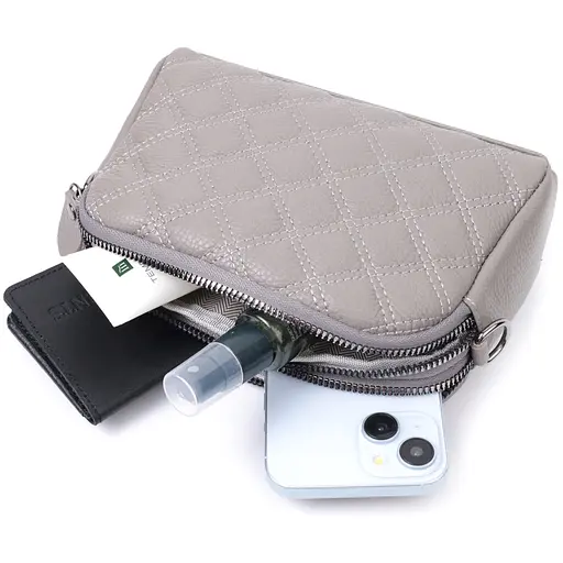 Женская сумка Vintage прошита ромбами на лицевой стороне из натуральной кожи 19.5х12.5х7 см sum0027022 - фото 10