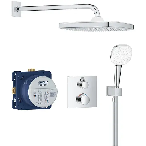 Душова система прихованого монтажу Grohe Grohtherm із Tempesta 250 Cube 34871000, Хром - фото 1