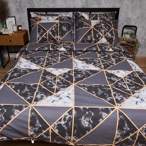 Комплект постельного белья Moon&Star Бязь Gold Люкс Marble Gold King Size 220x240 наволочки 4х50х70 - фото 5