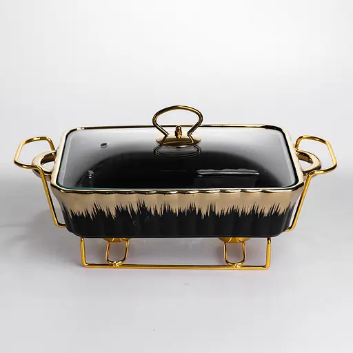 Мармит настольный Yiwu прямоугольный с подогревом 35.5х19х15.5 см на металлической подставке с крышкой мармитница для первых блюд ML531-13 - фото 1