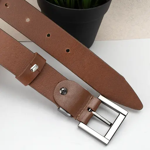 Ремінь жіночий шкіряний JK-3023 коричневий з темною пряжкою (120 см) - фото 5