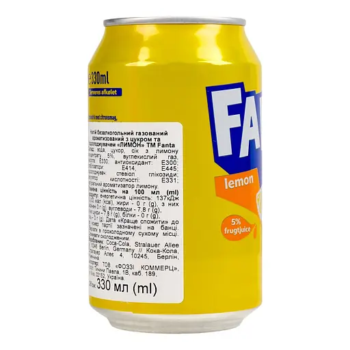 Напиток Fanta со вкусом лимона газированный 330 мл - фото 2