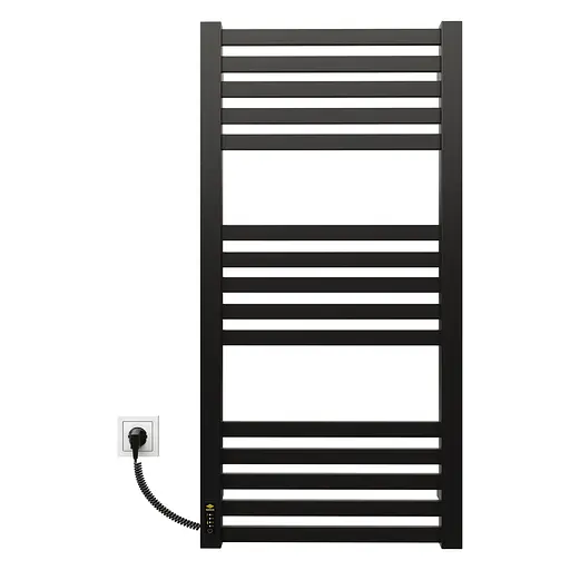Электрический полотенцесушитель Kosser Герда 1000x500 EL тайм. черный ДГ03EL, Черный матовый, Левое - фото 2