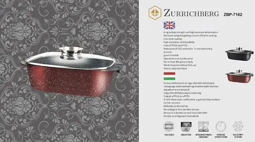 Гусятниця Zurrichberg ZBP-7102 з мармуровим покриттям з кришкою 32 см 5.6 л Бордо - фото 2