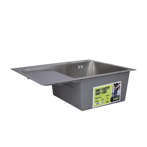 Кухонная мойка интегрированная Lidz Handmade H6350L крыло слева (LDH6350BRUL45588) Brushed Steel 3,0/1,0 мм, Нержавеющая сталь - фото 3