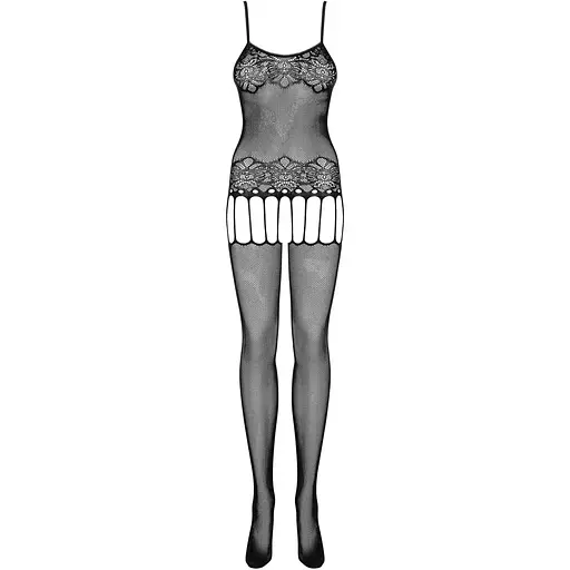 Бодистокинг Obsessive Bodystocking F235 S/M/L, тонкие подвязки, нежный декор, сеточка - фото 4