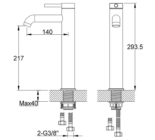 Змішувач для умивальника Kohlman Axel хром високий QB170A Хром - фото 2