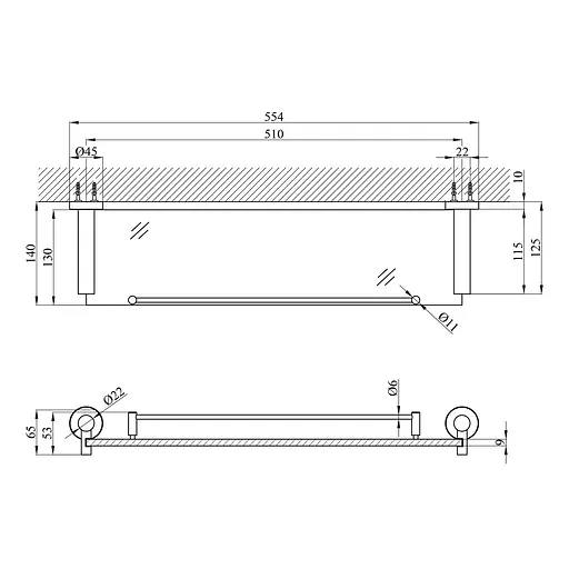 Полка для ванной комнаты Kroner KRP Edelstahl Klassisch - ESG3707 CV025661, Хром матовый - фото 2