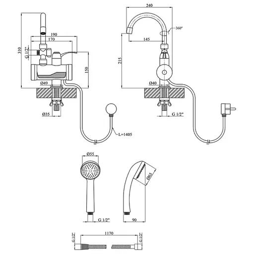 Проточный водонагреватель Wezer SDR-B15ST ванна с датчиком температуры - фото 2