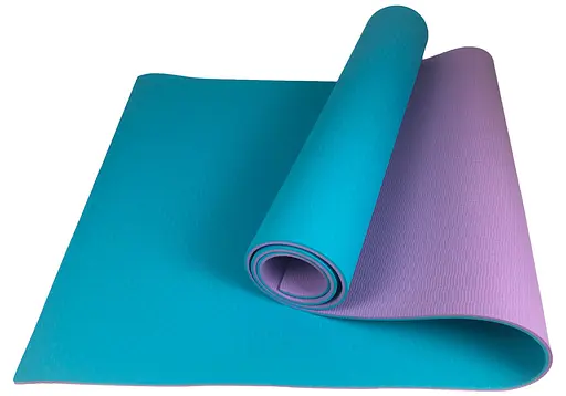 Коврик для йоги и фитнеса EasyFit TPE+TC 6 мм двухслойный + Чехол мятный с фиолетовым (EF-1924E-MV) - фото 5