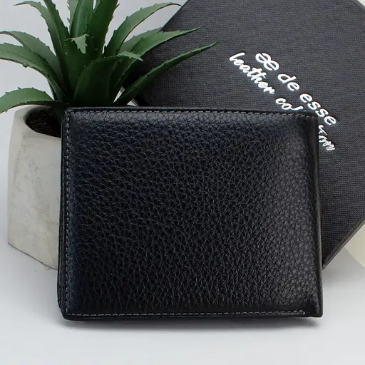 Кошелёк мужской кожаный De Esse LC14299-GD01 чёрный c обложкой на права в комплекте - фото 3