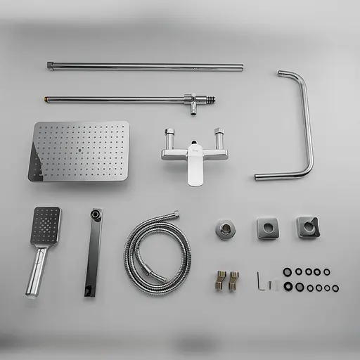 Душевая система Frap F2461, поворотный излив - переключатель на лейку, 3 режима, белый/хром - фото 8