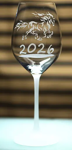 Винный бокал с веселой гравировкой 480 мл новогодний подарок фужер с символом года Конь 2026 - фото 1