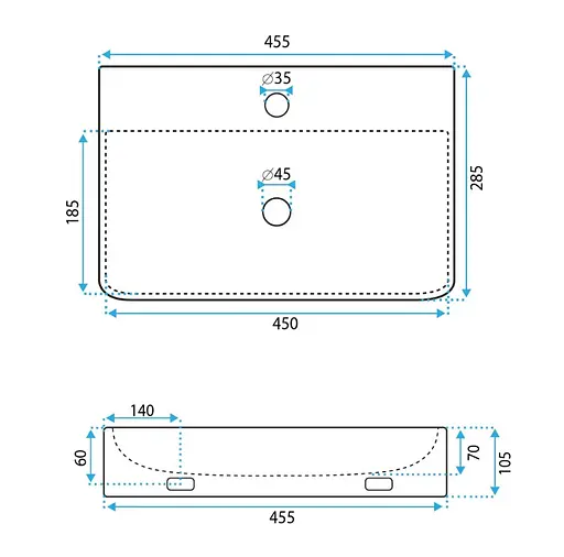 Умивальник Rea Naomi white накладний підвісний REA-U0630, Білий - фото 5