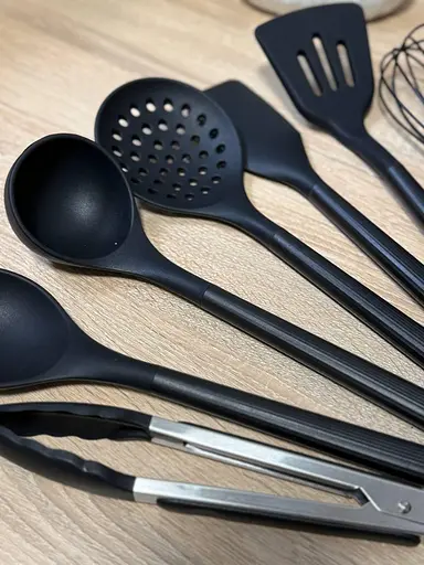 Набір кухонного приладдя Magio MG-1130 із підставкою 8 предметів Чорний - фото 7