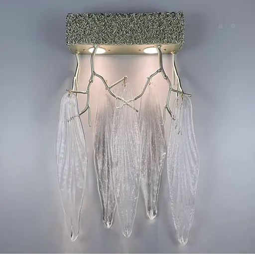 Бра з фактурними пелюстками в корпусі сатин-нікель Line F Арт. WB 5052/2P SN  - фото 1